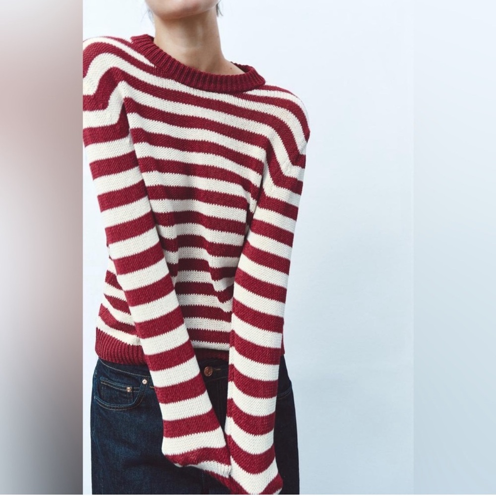 NWT Zara Striped Rustic Knit Sweater